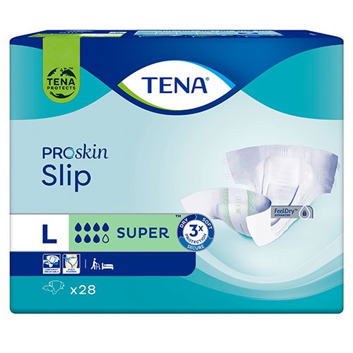 Sauskelnės suaugusiems TENA Slip Super Anatominės sauskelnės šlapimo nelaikymui, L, 28 vnt. | Mano Vaistinė