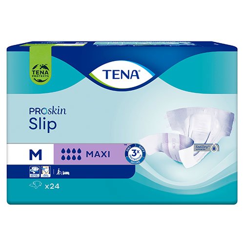 Sauskelnės, kelnaitės ir įklotai Tena sauskelnės Slip Maxi (M), N24 | Mano Vaistinė