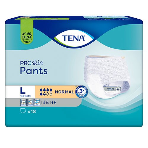 Sauskelnės, kelnaitės ir įklotai TENA Pants Normal Sauskelnės-kelnaitės, L, 18 vnt. | Mano Vaistinė