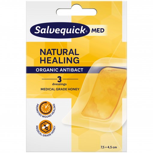 Skatina žaizdų gijimą ir užkerta kelią infekcijoms Tvarstis NATURAL HEALING SALVEQUICK, 3 vnt. | Mano Vaistinė