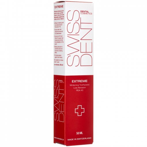 Balina dantis ir kartu užtikrina aukštą apsaugą Balinanti dantų pasta SWISSDENT EXTREME, 50 ml | Mano Vaistinė