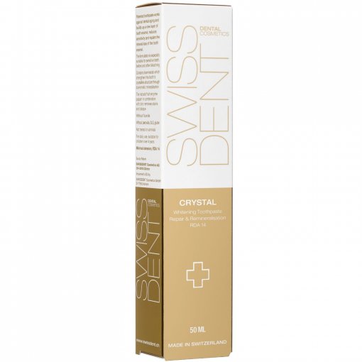 Apsaugo nuo ėduonies, mažina jautrumą Atkuriamoji ir balinanti dantų pasta SWISSDENT CRYSTAL, 50 ml | Mano Vaistinė