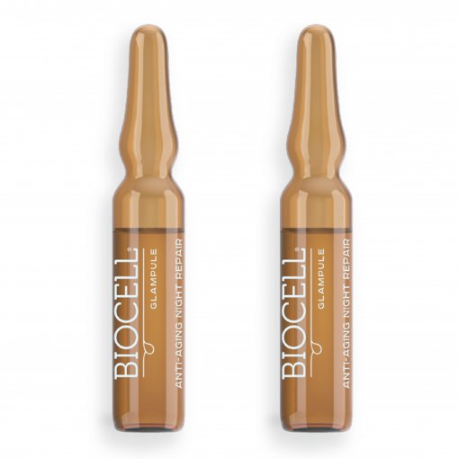 Padeda atkurti odos drėgmę ir gyvybingumą Serumas nakčiai BIOCELL GLAMPULE ANTI-AGING NIGHT REPAIR, 2x2ml | Mano Vaistinė