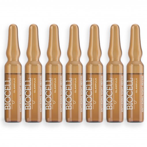 Padeda atkurti odos drėgmę ir gyvybingumą Serumas nakčiai BIOCELL GLAMPULE ANTI-AGING NIGHT REPAIR, 7x2ml | Mano Vaistinė