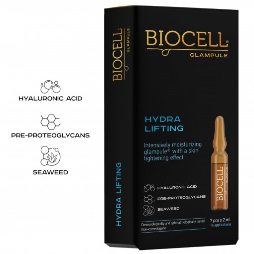 Odos patempimo efektą suteikiančios Drėkinantis serumas BIOCELL GLAMPULE HYDRA LIFTING, 7x2ml | Mano Vaistinė