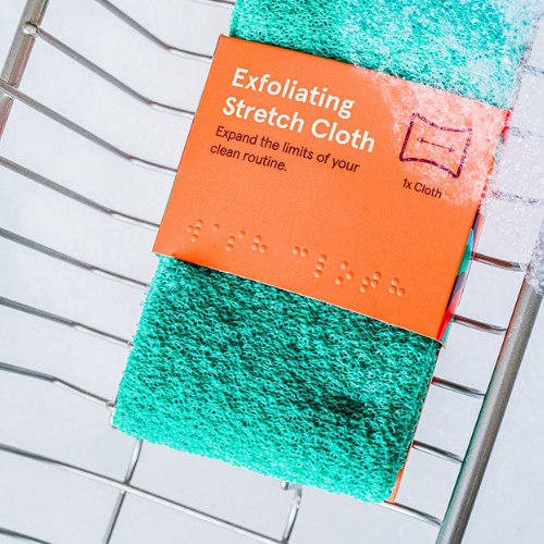 Skirta jautriai odai ir užtikrina lengvą odos šveitimą. Ištempiama kūno plaušinė CLEANLOGIC SENSITIVE SKIN EXFOLIATING | Mano Vaistinė