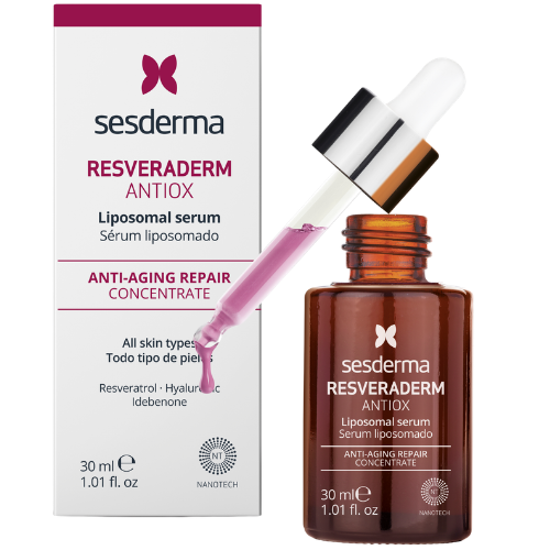 Odai, kuri praradusi elastingumą ir gyvybingumą, bei odai su senėjimo procesais Antioksidacinis liposominis serumas SESDERMA RESVERADERM, 30 ml | Mano Vaistinė