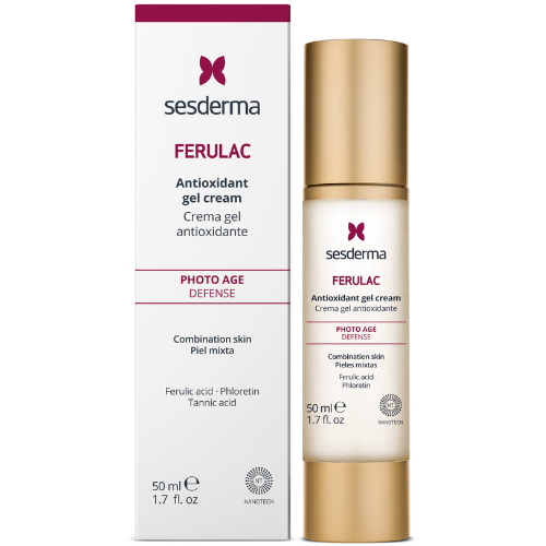 Padeda palaikyti gerą odos būklę ir apsaugoti ją nuo išorinių aplinkos veiksnių Antioksidacinis gelinis veido kremas SESDERMA FERULAC, 50 ml | Mano Vaistinė