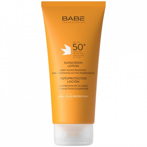 Ddrėkina ir apsaugo net labai jautrią odą Apsauginis losjonas nuo saulės BABE BODY, SPF50+, 200 ml | Mano Vaistinė