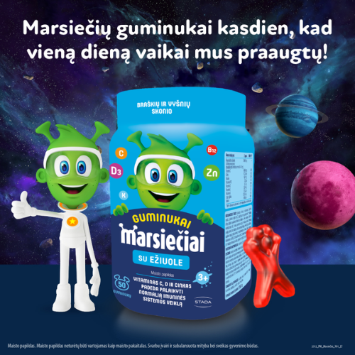 Su vitaminu C ir cinku. Vaikų imunitetui Vaikams MARSIEČIAI GUMINUKAI SU EŽIUOLE, 50 guminukų | Mano Vaistinė Su vitaminu C ir cinku. Vaikų imunitetui Vaikams MARSIEČIAI GUMINUKAI SU EŽIUOLE, 50 guminukų | Mano Vaistinė