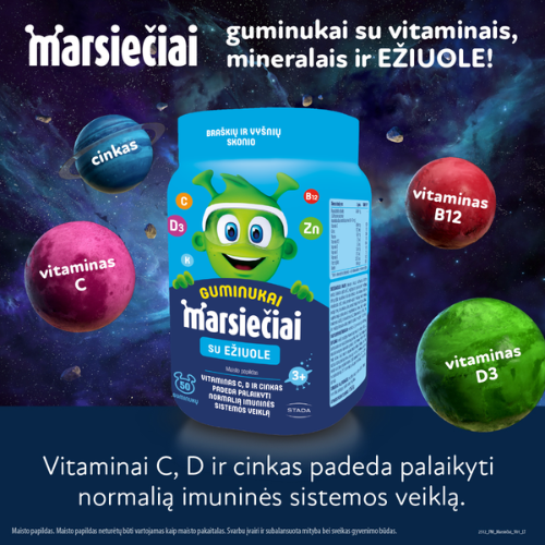 Su vitaminu C ir cinku. Vaikų imunitetui Vaikams MARSIEČIAI GUMINUKAI SU EŽIUOLE, 50 guminukų | Mano Vaistinė Su vitaminu C ir cinku. Vaikų imunitetui Vaikams MARSIEČIAI GUMINUKAI SU EŽIUOLE, 50 guminukų | Mano Vaistinė