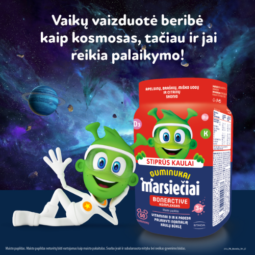 Kaulams, dantims Vaikams MARSIEČIAI GUMINUKAI BONEACTIVE, 50 guminukų | Mano Vaistinė
