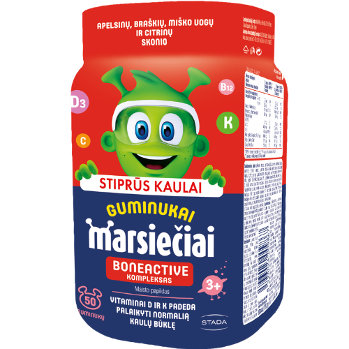 Kaulams, dantims Vaikams MARSIEČIAI GUMINUKAI BONEACTIVE, 50 guminukų | Mano Vaistinė