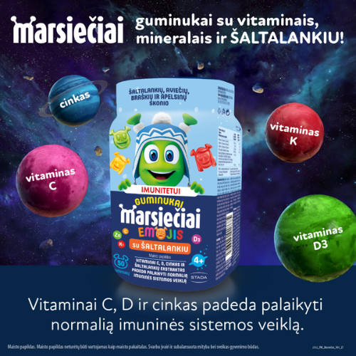 Vaikams MARSIEČIAI GUMINUKAI SU ŠALTALANKIU, 50 guminukų | Mano Vaistinė Vaikams MARSIEČIAI GUMINUKAI SU ŠALTALANKIU, 50 guminukų | Mano Vaistinė