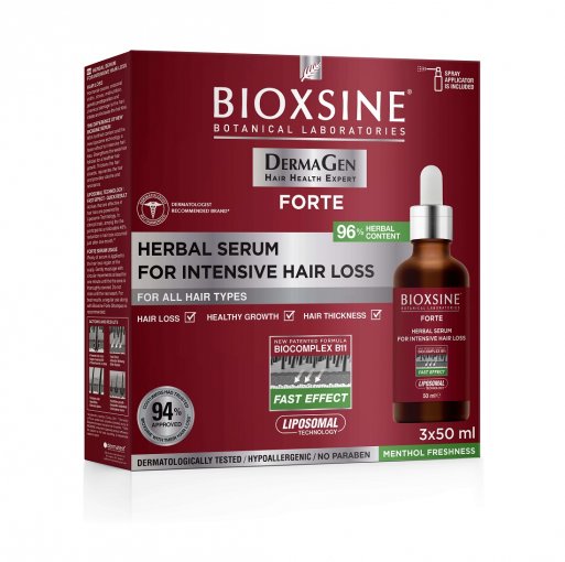 Serumas nuo intensyvaus plaukų slinkimo BIOXSINE FORTE, 50 ml, 3 vnt.  | Mano Vaistinė