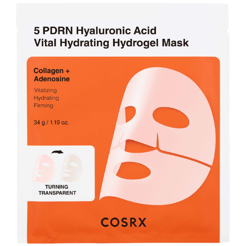 Pavargusiai ir papilkėjusiai veido odai Hidrogelinė veido kaukė COSRX 5 PDRN HYALURONIC ACID VITAL HYDRATING HYDROGEL MASK, 34 g | Mano Vaistinė