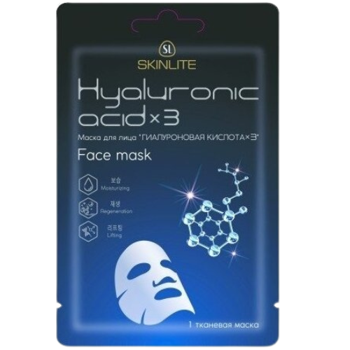 Veiksmingai drėkina ir grąžina odai tonusą ir elastingumą Lakštinė veido kaukė „Hialurono rūgštis x 3“ SKINLITE | Mano Vaistinė