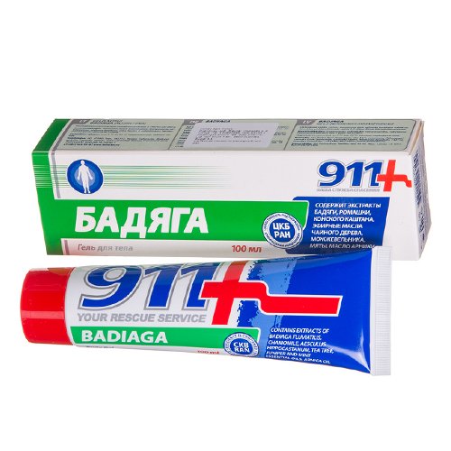 911 Badiaga, priemonė nuo mėlynių ir sumušimų, 100 911 Badiaga, priemonė nuo mėlynių ir sumušimų, 100