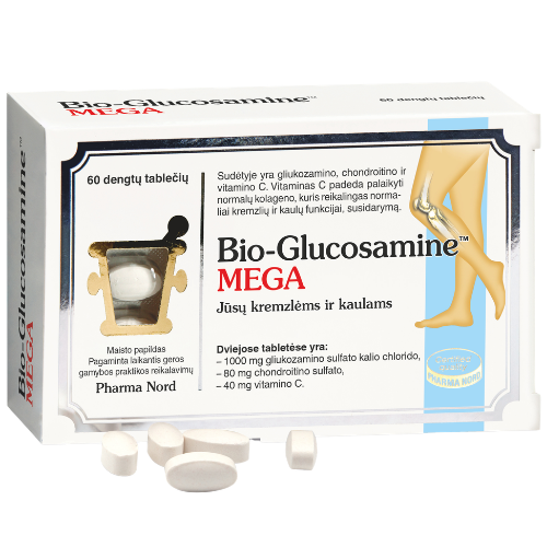 Maisto papildas Sąnariams Bio-Glucosamine Mega 500 mg, 60 tab. | Mano Vaistinė