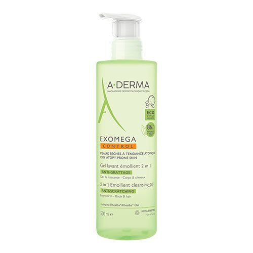 A-DERMA Exomega gelis prausimuisi 2in1 kūnui ir plaukams, sausai odai 500ml | Mano Vaistinė