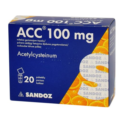 Vaistas nuo kosulio ACC 100 mg milteliai geriamajam tirpalui, N20 | Mano Vaistinė