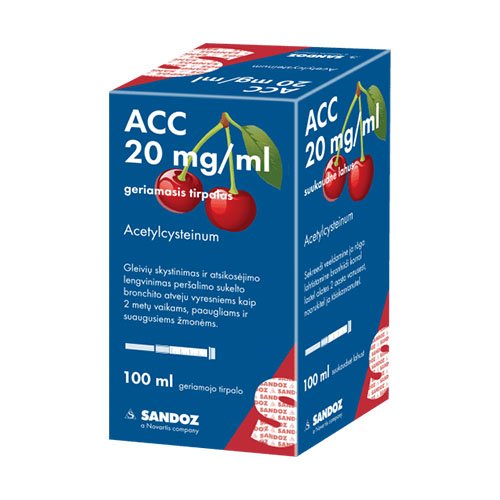 Vaistas nuo kosulio ir peršalimo ACC 20 mg / ml geriamasis tirpalas, 100 ml  | Mano Vaistinė