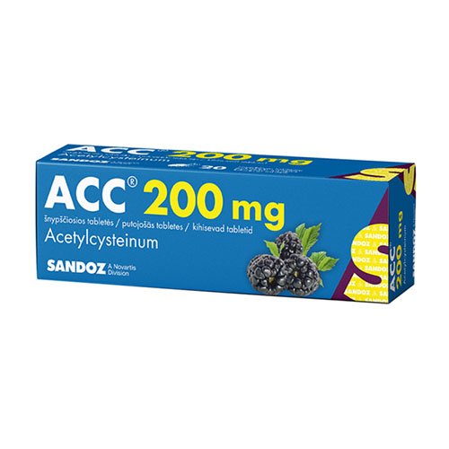 Vaistas nuo kosulio ACC 200 šnypščiosios tabletės, N20 | Mano Vaistinė