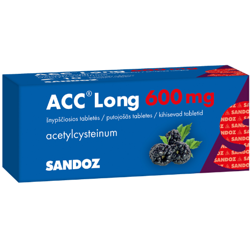 Vaistas nuo kosulio Kosuliui ACC LONG 600 mg, 10 šnypščiųjų tablečių | Mano Vaistinė