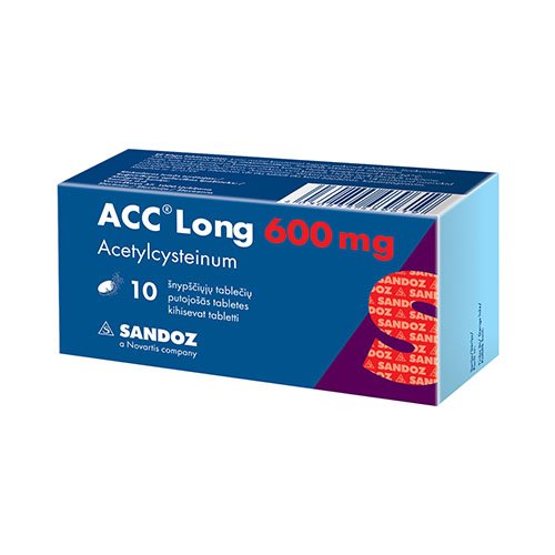 Vaistas nuo kosulio ACC Long 600 mg šnypščiosios tabletės, N10 | Mano Vaistinė