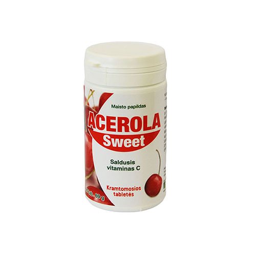 Vitamino C preparatas, kramtomosios tabletės Acerola Sweet vitamino C tabletės, N90 | Mano Vaistinė