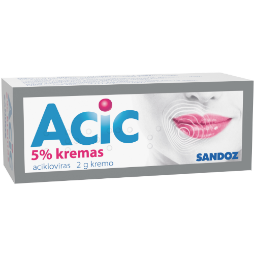 Kremas nuo puslelinės odai Kremas lūpų puslelinei gydyti ACIC 5 %,  2 g | Mano Vaistinė