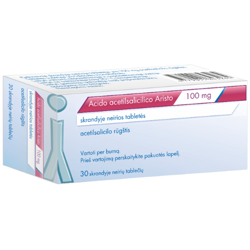 Mažina kraujo krešulių susidarymą Acetilsalicilo rūgštis Aristo 100mg, 30 tabl. | Mano Vaistinė