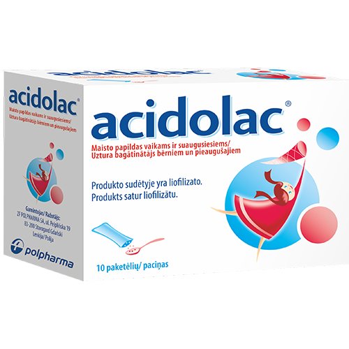 Pieno rūgšties bakterijų preparatas ACIDOLAC milteliai, 3g, 10 paketėlių | Mano Vaistinė