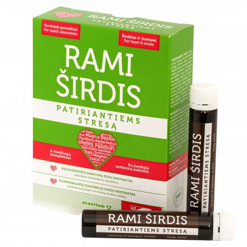 Širdžiai, nusiraminimui Patiriantiems stresą RAMI ŠIRDIS, 25 ml, 14 vnt. | Mano Vaistinė