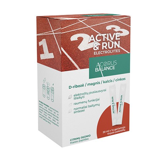 Acorus Balance ACTIVE & RUN Electrolytes geriamasis tirpalas paketėliuose 20ml N14 | Mano Vaistinė