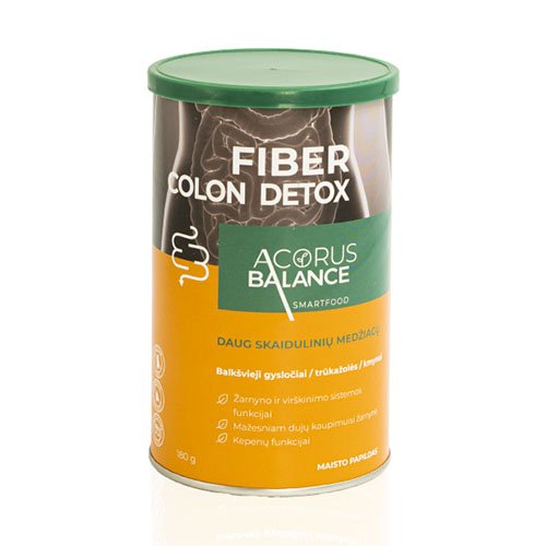 Maisto papildai virškinimo sistemai, detoksikacijai ACORUS SMART BALANCE Fiber Colon Detox milteliai 180g | Mano Vaistinė