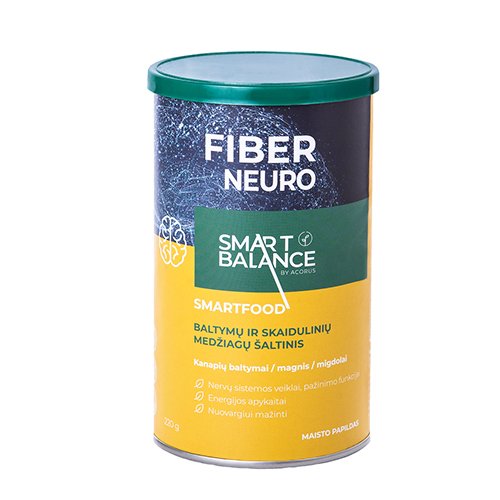 Kanapių baltymų, migdolų ir linų sėmenų maisto papildas ACORUS SMART BALANCE Fiber Neuro milteliai 220g | Mano Vaistinė