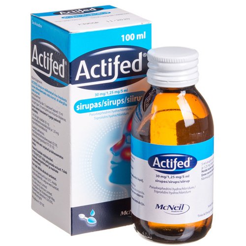 Actifed sirupas 100ml + matavimo šaukštas N1 LI | Mano Vaistinė