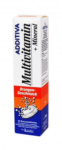 Multivitaminai ir mineralinės medžiagos Additiva Multivitamin + Mineral šnypščiosios tabletės, apelsinų skonio, N20 | Mano Vaistinė