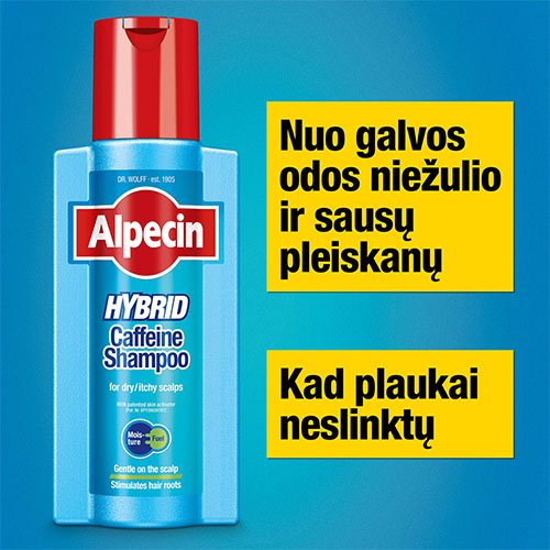 ALPECIN  šampūnas su kofeinu sausai galvos odai HYBRID, 375ml | Mano Vaistinė