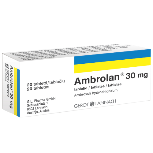 Vaistas nuo kosulio Ambrolan 30 mg tabletės, N20 | Mano Vaistinė Vaistas nuo kosulio Ambrolan 30 mg tabletės, N20 | Mano Vaistinė