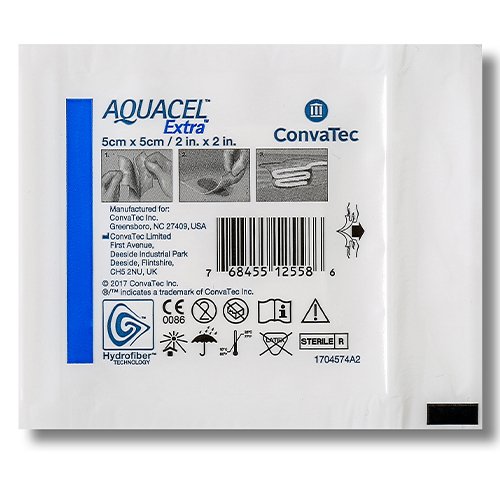 Tvarstis šlapiuojančioms žaidoms Aquacel Extra 5x5cm N10 (420671) | Mano Vaistinė