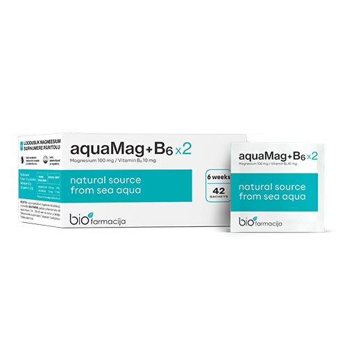 AquaMag+B6 milteliai pakeliuose po 1g N42 | Mano Vaistinė