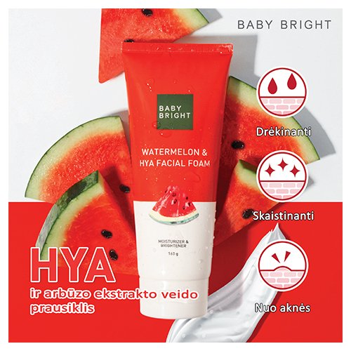 Baby Bright Arbūzo ir Hya veido valomosios putos, 160g, N1 | Mano Vaistinė