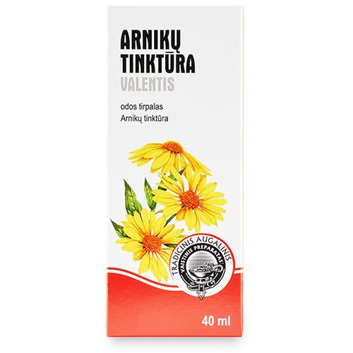 Augalinis vaistas raumenų sistemai Arnikų tinktūra Valentis BP odos tirpalas, 40 ml | Mano Vaistinė