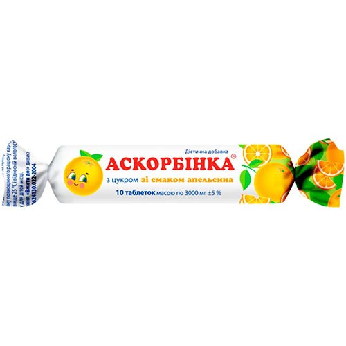 Askorbinka Apelsinų skonio 3g tabletės N10