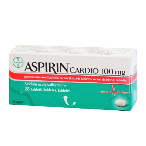 Vaistas trombams mažinti Aspirin Cardio 100 mg tabletės, N28 | Mano Vaistinė
