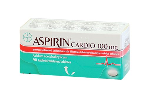 Vaistas trombams mažinti Aspirin Cardio 100 mg tabletės, N98 | Mano Vaistinė