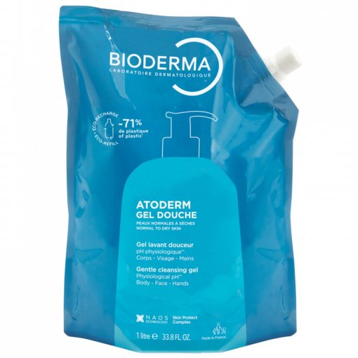 Prausiklis sausai odai BIODERMA GEL-DOUCHE ECOREFILL, 1L | Mano Vaistinė