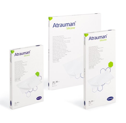 Tvarstis netrauminiam žaizdų gydymui Hartmann Atrauman Silicone tvarstis, sterilus, 7.5 x 10 cm, N1 | Mano Vaistinė